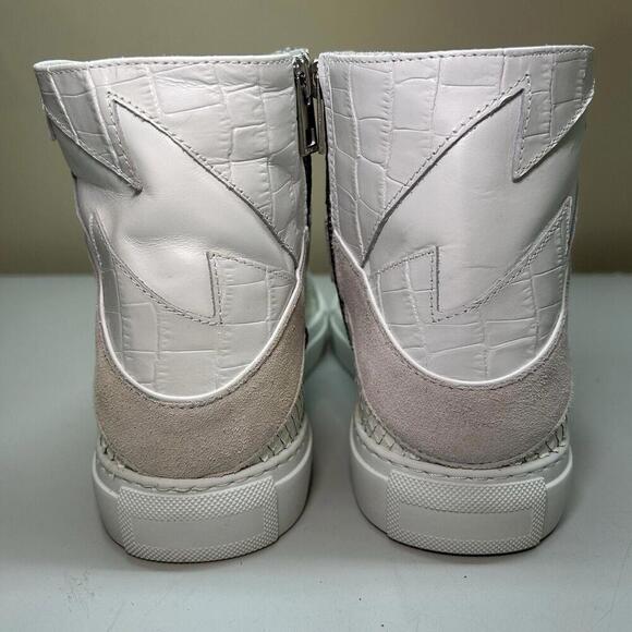ZADIG & VOLTAIRE Zv1747 High Flash Keith Croc Blanc Leather Sneakers sz 39 $458 - Picture 9 of 15